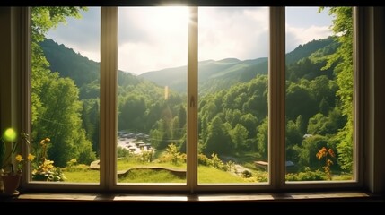 landscape natural scenery background. the view from the window with a beautiful view
