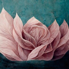 minimalist oil and ink on watercolor paper dusty rose teal tan 