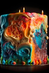 birthday cake made entirely of colorful wax 