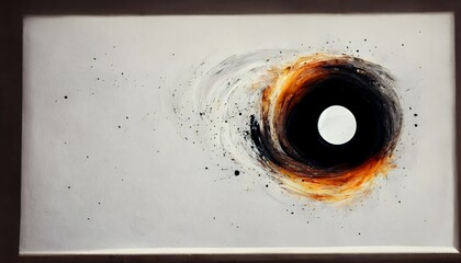 centered on a white background black hole on a wall 
