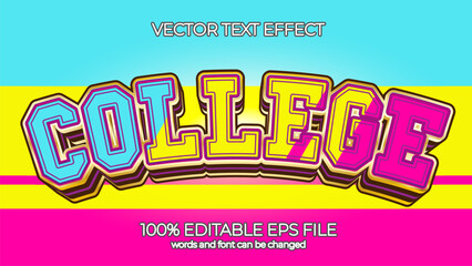 college editable text effect style, EPS editable text effect