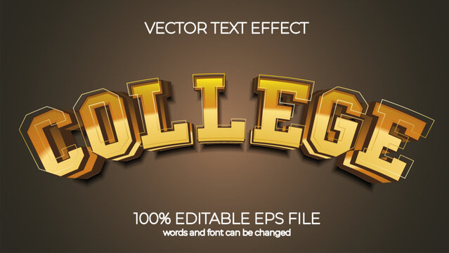 college editable text effect style, EPS editable text effect
