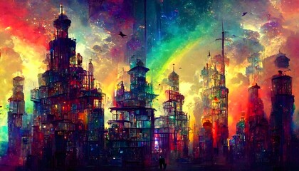 a prison city with millions of cages people trapped in cages fleeting love fading in the background cosmic creation majestic scene intricate details images designed for an autistic child autistic 