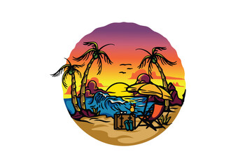 Relaxing on the Beach Illustration 