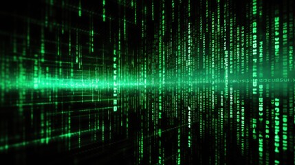 green digital binary data background