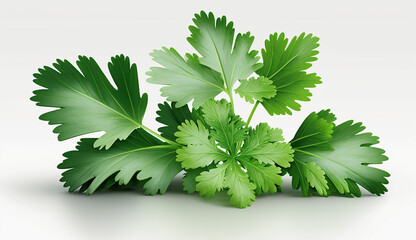 Fototapeta premium Coriander Leaves realistic illustration white background image Ai generated art