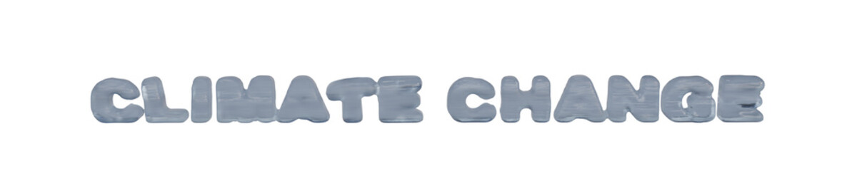Melting isolated Climate change text in ice banner overlay