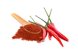 Cayenne pepper in wood spoon  isolated on  transparent png
