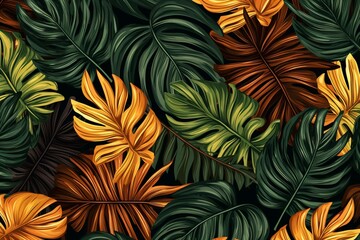 tropical pattern with natural plant shades. Generative AI