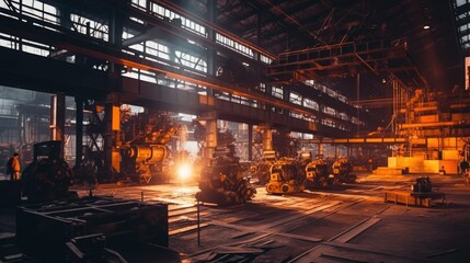 Metal factory interior. Modern industrial company.