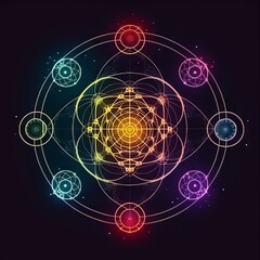 An artistic depiction of healing energy and chakras. Generative AI. 