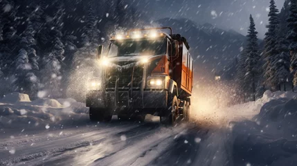 Zelfklevend Fotobehang truck in the snow © Johnny arts
