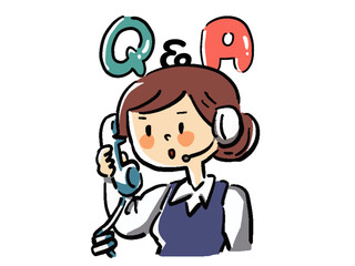 Q&A オペレーター女性の文字入りイラスト