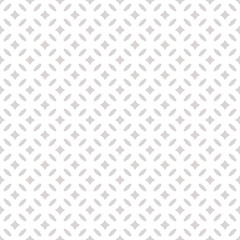 Fototapeta premium Subtle abstract floral seamless pattern. Vector beige and white minimal background. Simple geometric ornament. Delicate luxury graphic texture with diamonds, stars, grid. Elegant decorative design