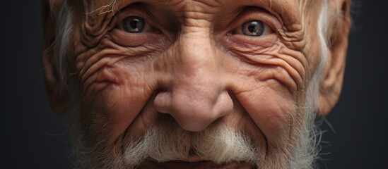 Close-up, wrinkled old man's face