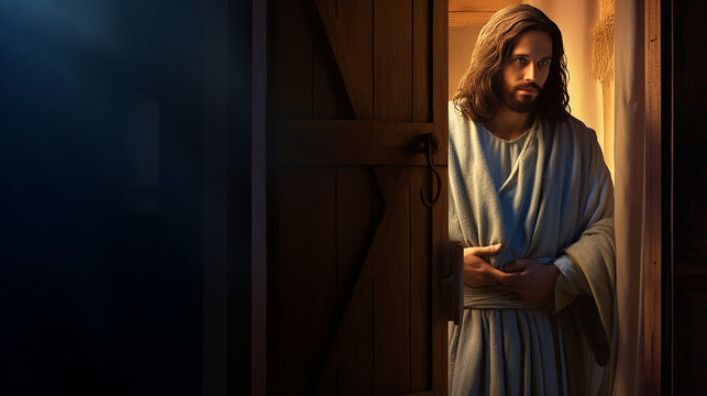 jesus cristo abrindo a porta da fé do amor e da esperança 