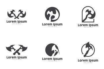 Axe Logo Design, Lumberjack Carpentry Wood Cutting Tool label, badge