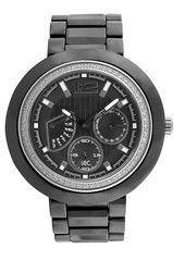 Black circle wrist watch covered by diamond, chrome and silver isolated on png transparent...