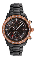 Luxury black red and gold wrist watch men with diamonds and tachymeter isolated on transparent png background.