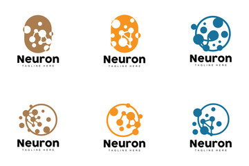 Neuron Logo, Cel Dna Network Vector, And Particle Technology, Simple Illustration Template Design