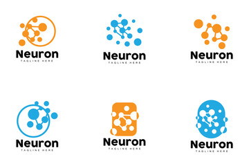 Neuron Logo, Cel Dna Network Vector, And Particle Technology, Simple Illustration Template Design