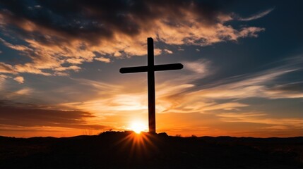 The silhouette of the cross appears almost weightless against the vast expanse of the sky, signifying the weightlessness of sin after Christs sacrifice.