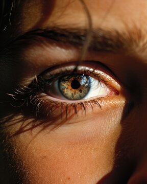 Closeup of a persons eyes, reflecting the light and hope that their faith instills in them. The trials and struggles may dim their vision, but their faith keeps their eyes fixed on the ultimate