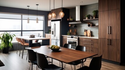 Modern kitchen with cabinets in a mix of light and dark colors