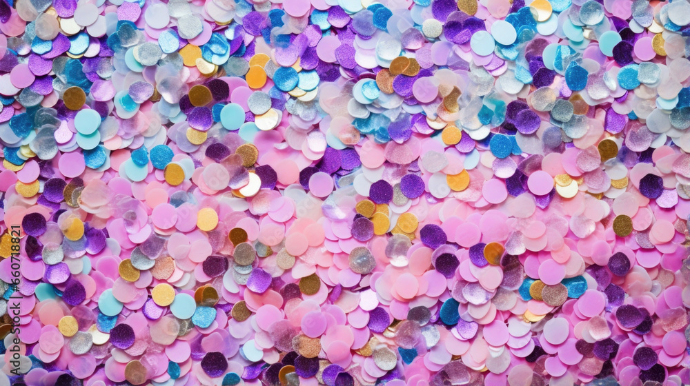 Aufkleber texture of a plastic material with a confettilike glitter design. the various sizes and shapes of gl