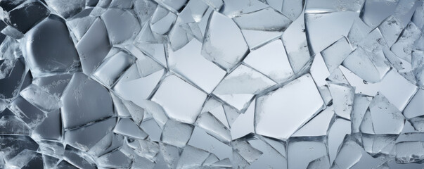 Texture of cracked ice glass This glass has a jagged, cracked appearance, reminiscent of shattered ice. It adds a sense of texture and movement to any surface, and can also create interesting - obrazy, fototapety, plakaty