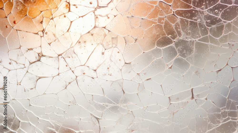 Poster closeup of mottled glass, highlighting a combination of smooth and rough textures with sections of e