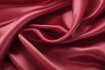 Texture of a rich maroon silk, featuring a glossy surface and a slight crinkle effect. The material has a rous appearance and ds gracefully, with a luxurious and silky feel.