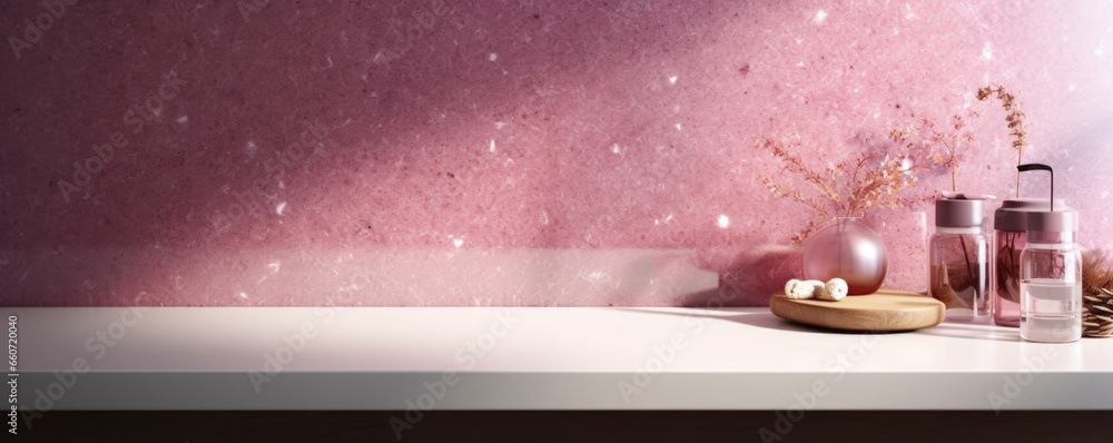 Poster texture of quartz with sparkles, showcasing a rich and vibrant magenta hue contrasted by shimmering 