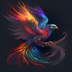 Rainbow Phoenix wallpaper illustration abstract 
