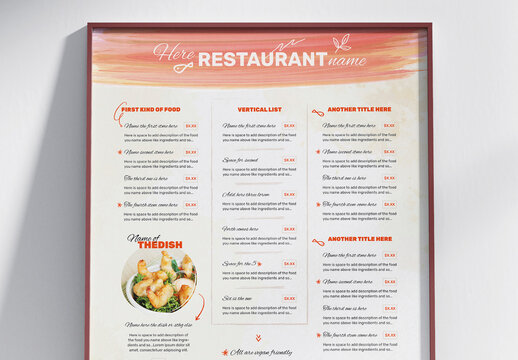 A3 Poster Boxes Food Menu Template