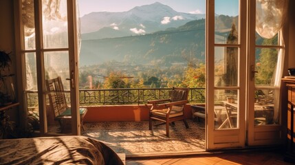 Morning view of the mountain from the villa window