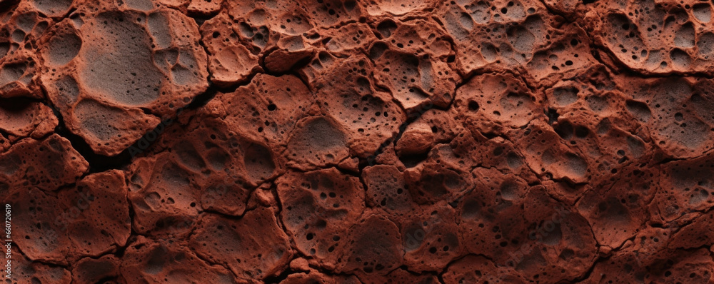 Poster closeup of volcanic scoria displaying an array of small, uneven bumps and grooves. the texture is co