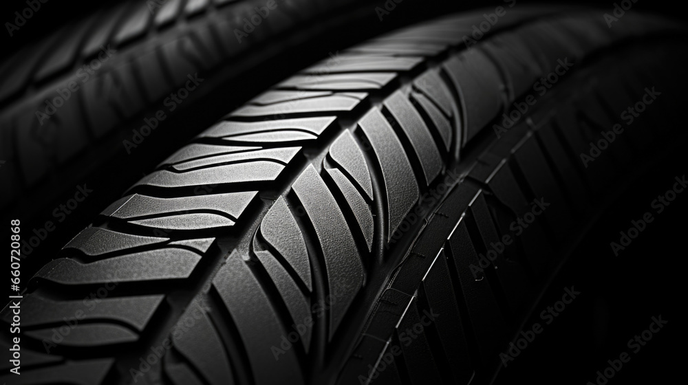 Poster closeup of a tire tread with a swirl pattern, featuring rounded grooves and curved lines for a smoot