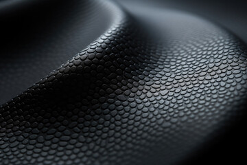 Closeup of a durable black rubber texture, with a resilient and resiliently smooth surface.