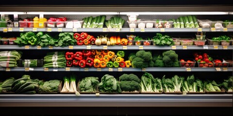 fruits and vegetables in the refrigerated shelf, generative AI
