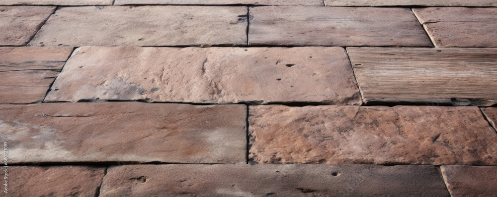 Poster closeup of clinker tiles with a distressed textured finish the surface of these tiles is purposely d