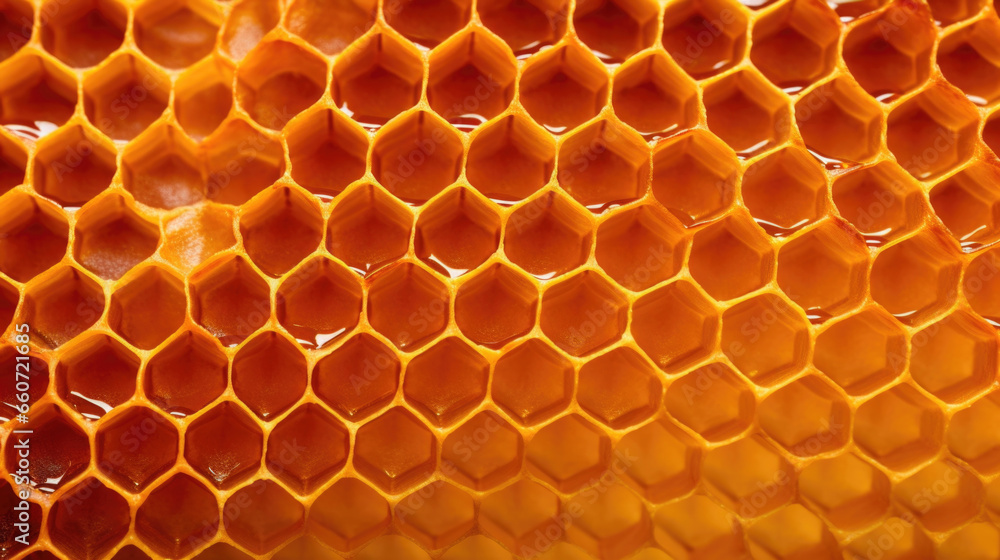 Poster macro view of honeycomb beehive texture this highly magnified image showcases the intricate details 