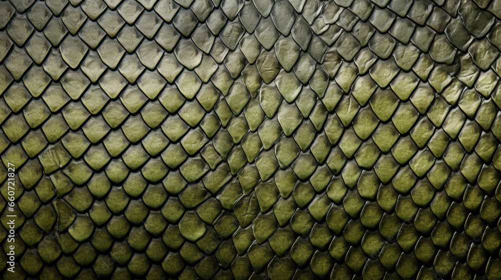 Poster texture of reptile skin features a unique pattern of individual scales, overlapping and forming a pr