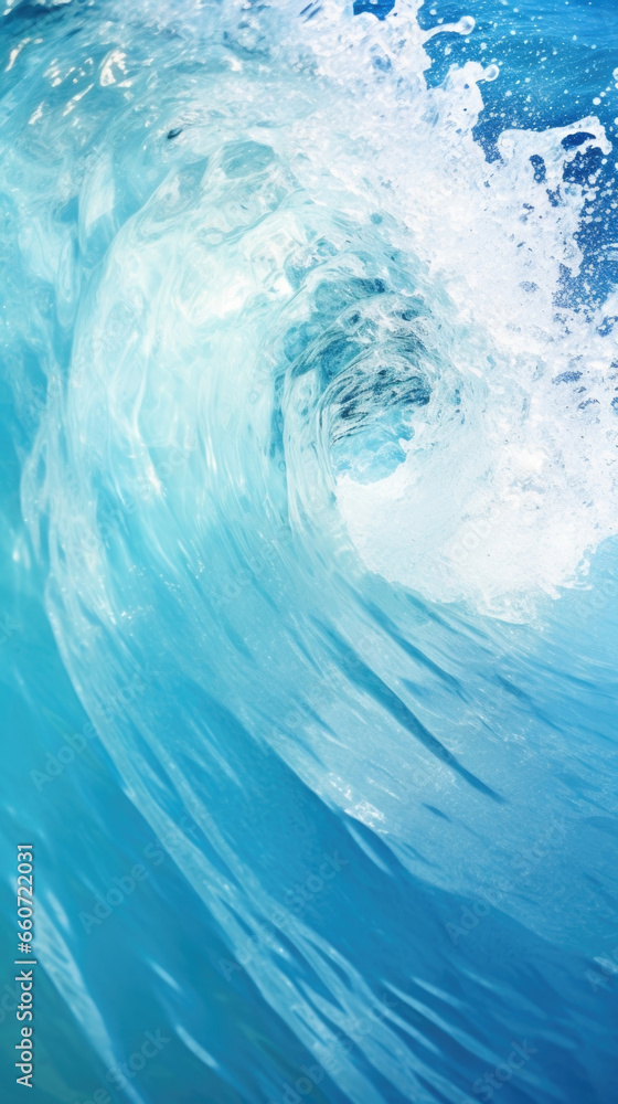 Poster image of a vortexlike whirlpool in ocean water, with a powerful pull and distorted reflections of li
