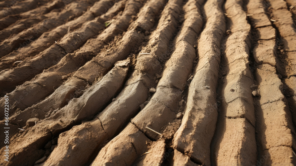 Poster closeup of inverted furrows this texture features furrows that have been overturned, with the lighte