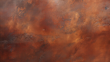 Texture of aged burnt copper, displaying a range of warm colors from burnt orange to deep burgundy. The metallic sheen is still visible despite the textures worn appearance. - obrazy, fototapety, plakaty