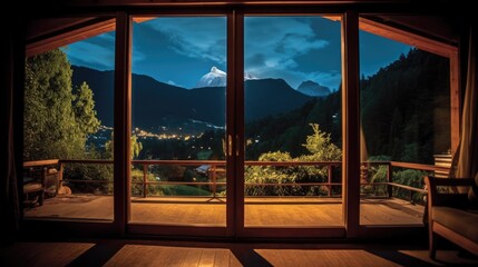 Night view of the mountain from the villa window