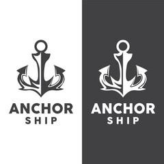 Simple Ship Anchor Logo Design, Silhouette Vector Illustration