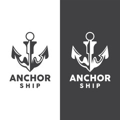 Simple Ship Anchor Logo Design, Silhouette Vector Illustration