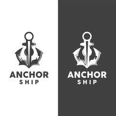 Simple Ship Anchor Logo Design, Silhouette Vector Illustration
